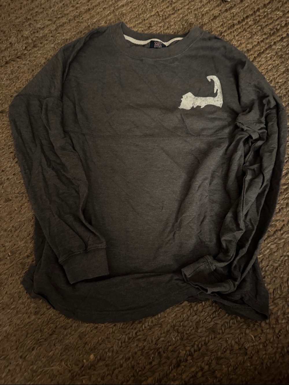 Charcoal Long Sleeve Tee with White Cape Cod Graphic